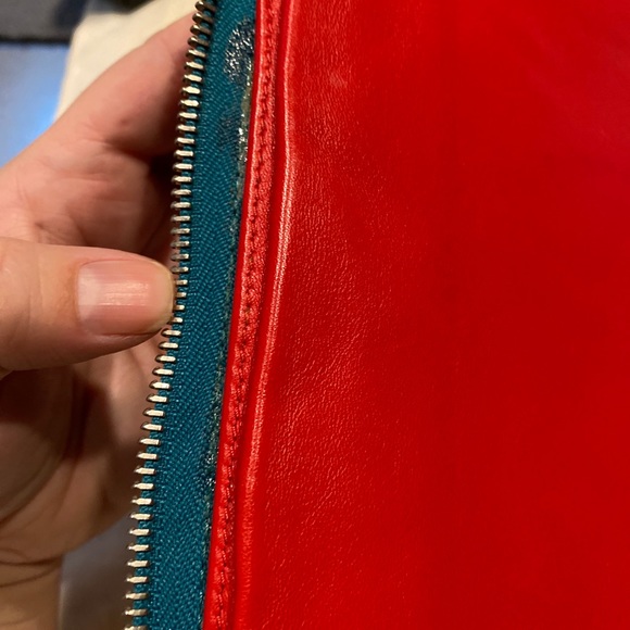 Authentic Louboutin large clutch / iPad case. Teal with spikes - Picture 5 of 14